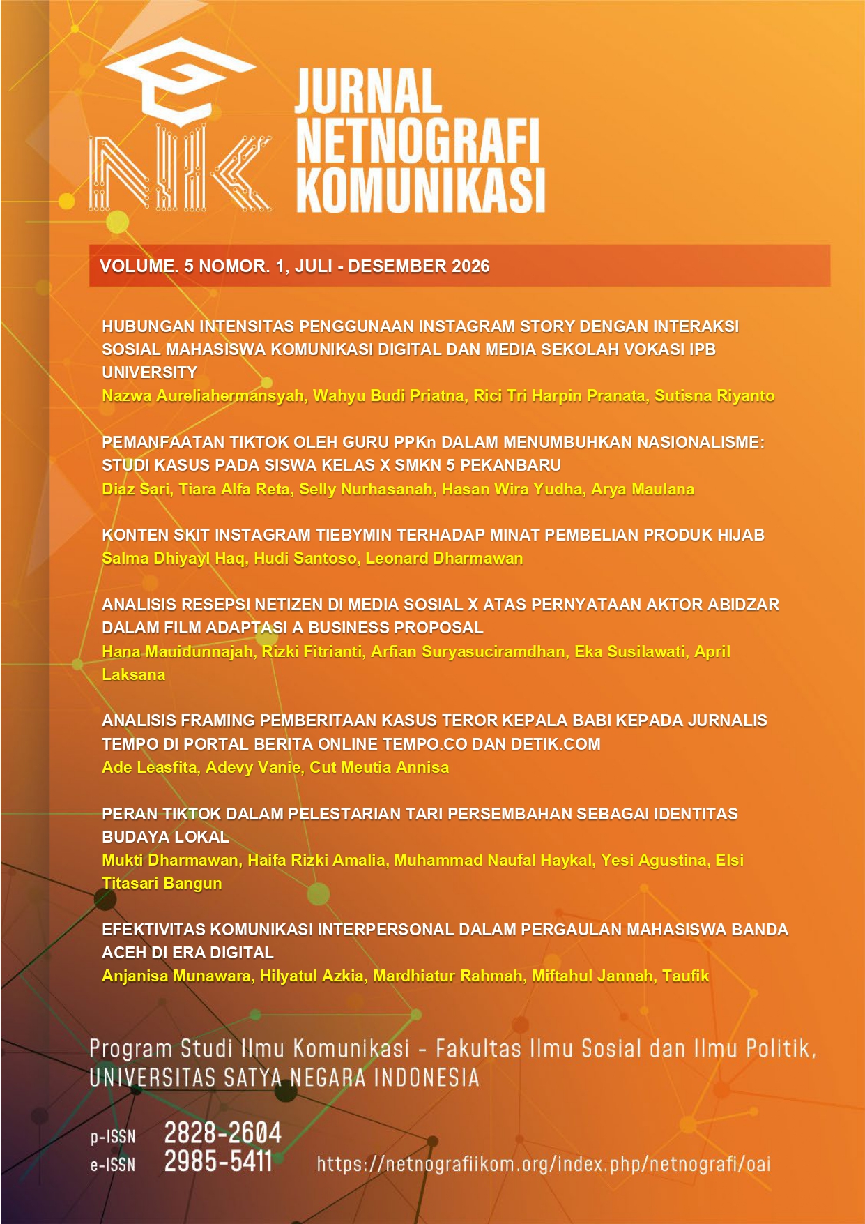 					View Vol. 5 No. 1 (2026): Vol. 5 No. 1 (2026): JNK National Accredited Rank. SINTA 5 based on SK KemdiktiSaintek RI No.10/C/C3/DT.05.00/2025
				
